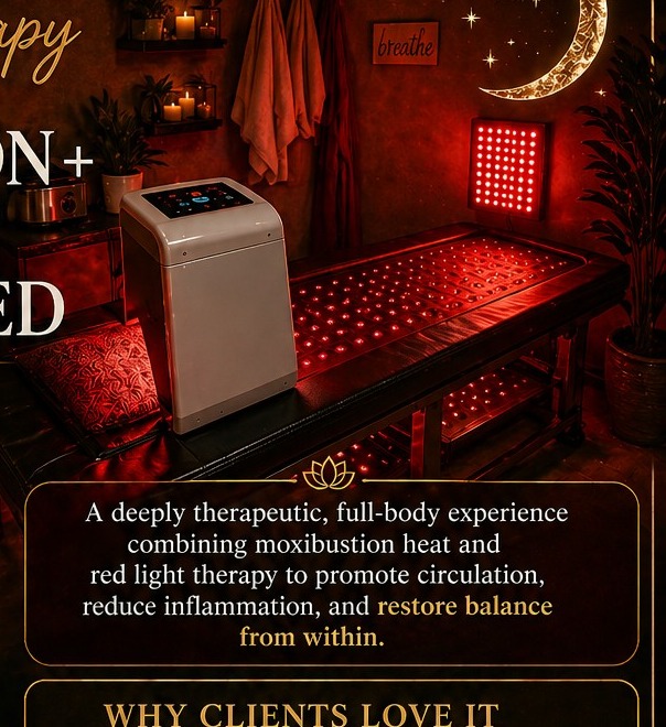 Moxibustion and red light therapy bed