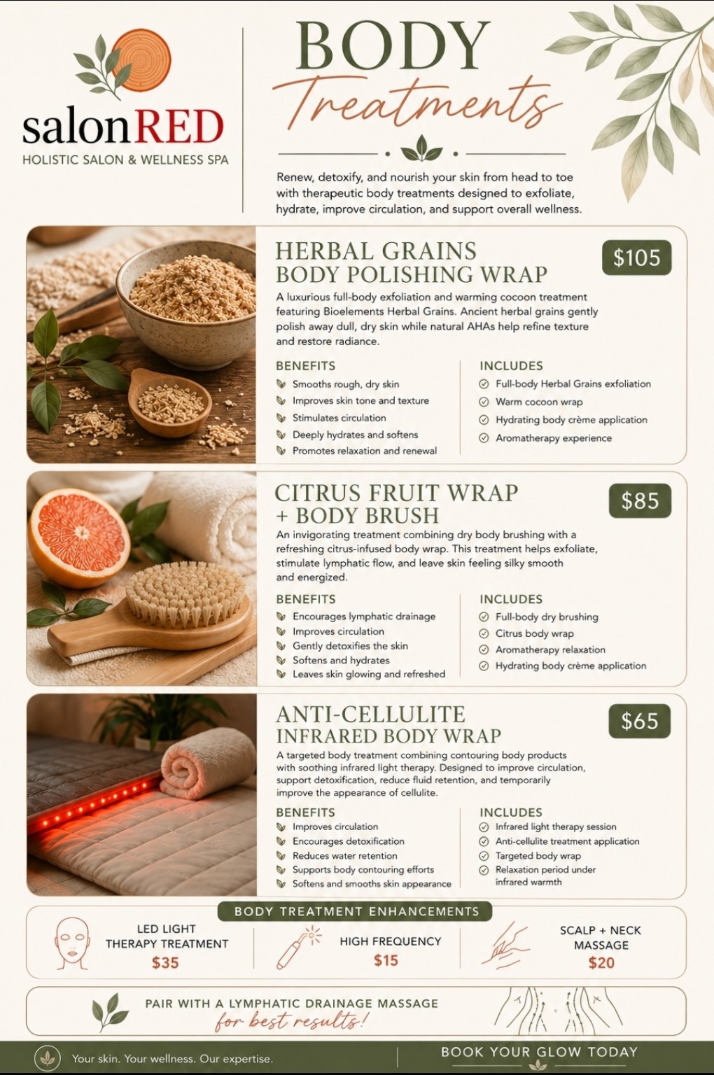 Body treatments menu