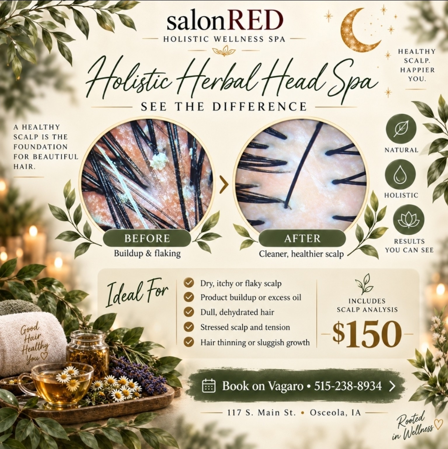 Head spa before and after scalp images