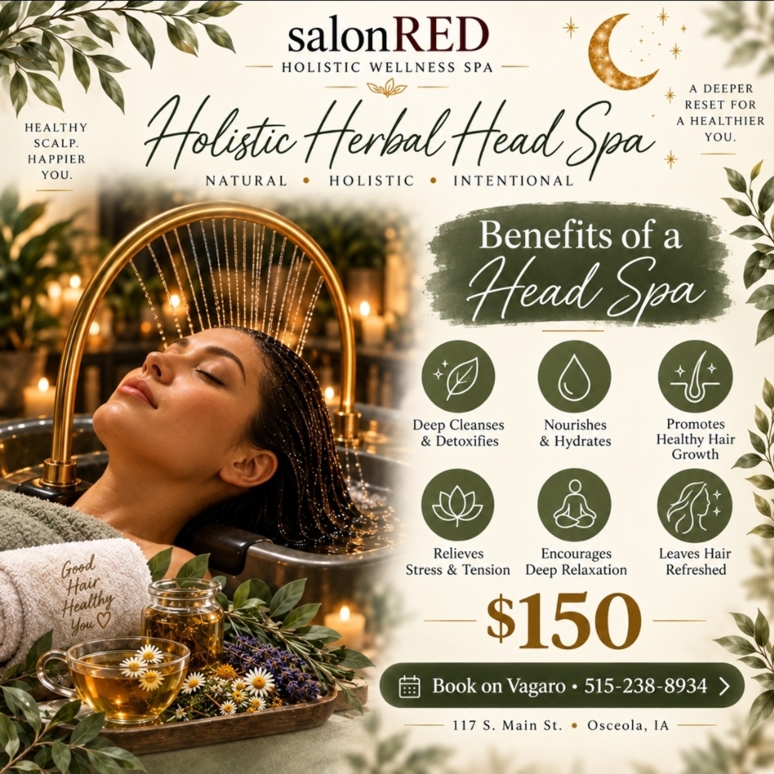 Head spa benefits graphic