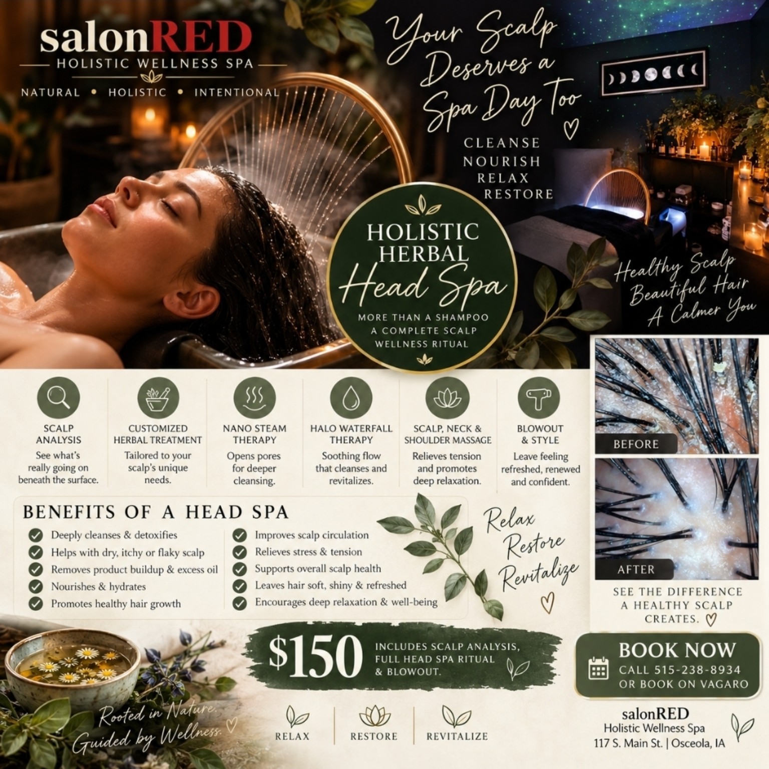 Holistic Herbal Head Spa promotional graphic