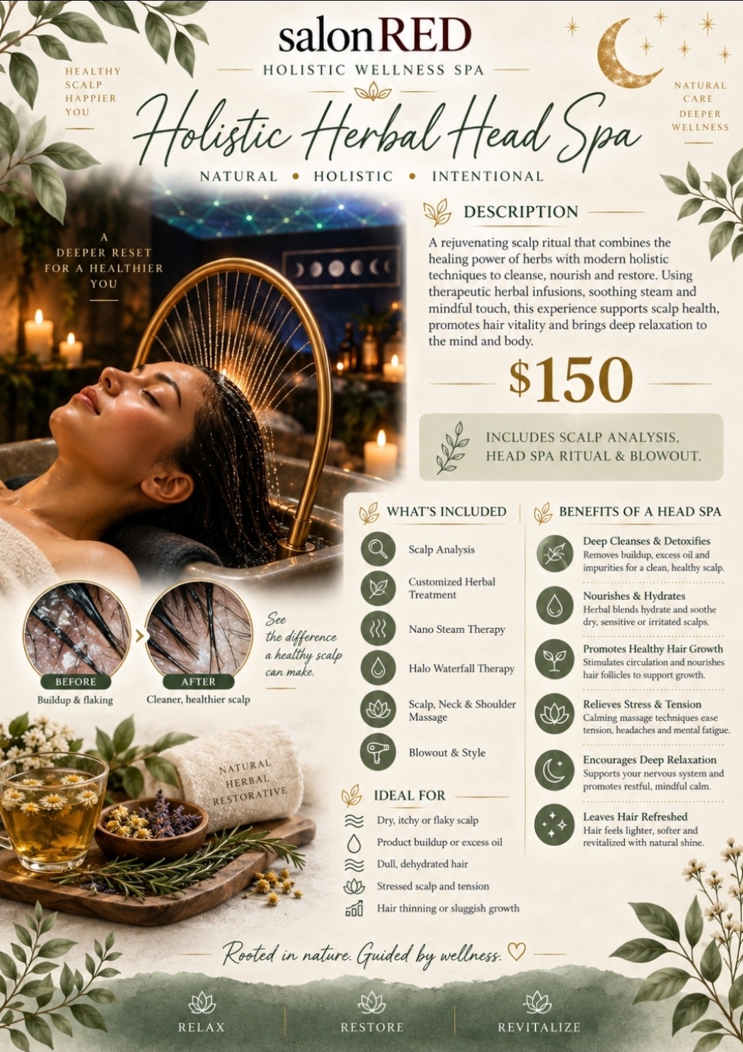 salonRED Holistic Herbal Head Spa menu