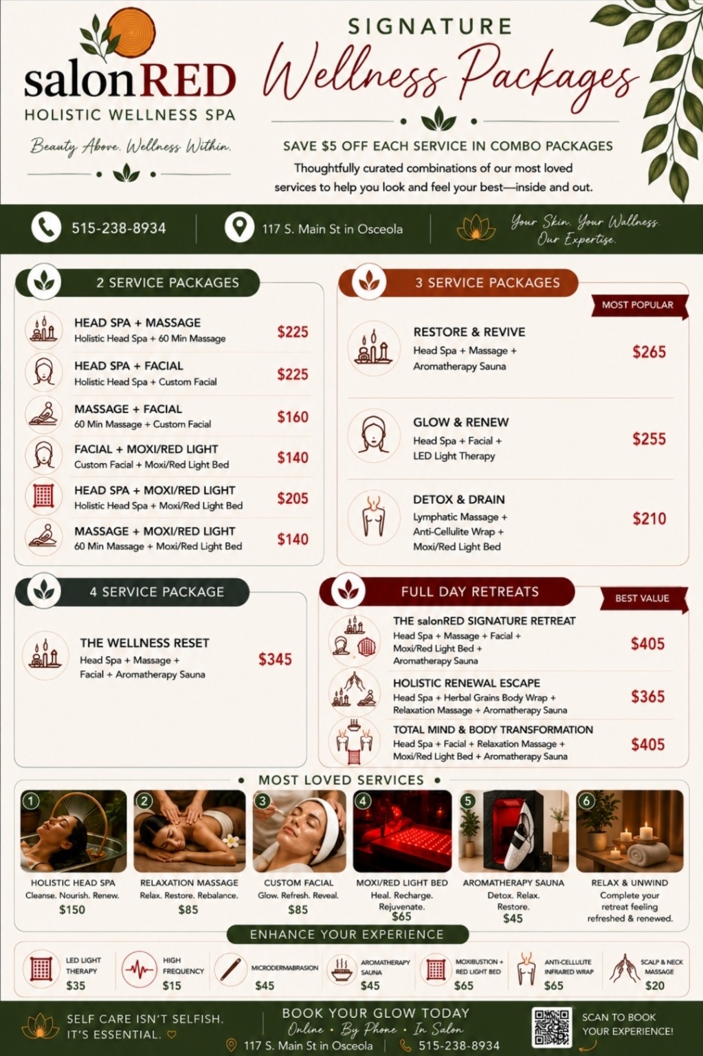 Signature Wellness Packages menu